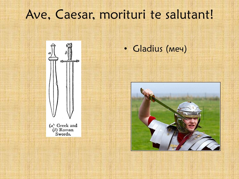 Ave, Caesar, morituri te salutant!  Gladius (меч)